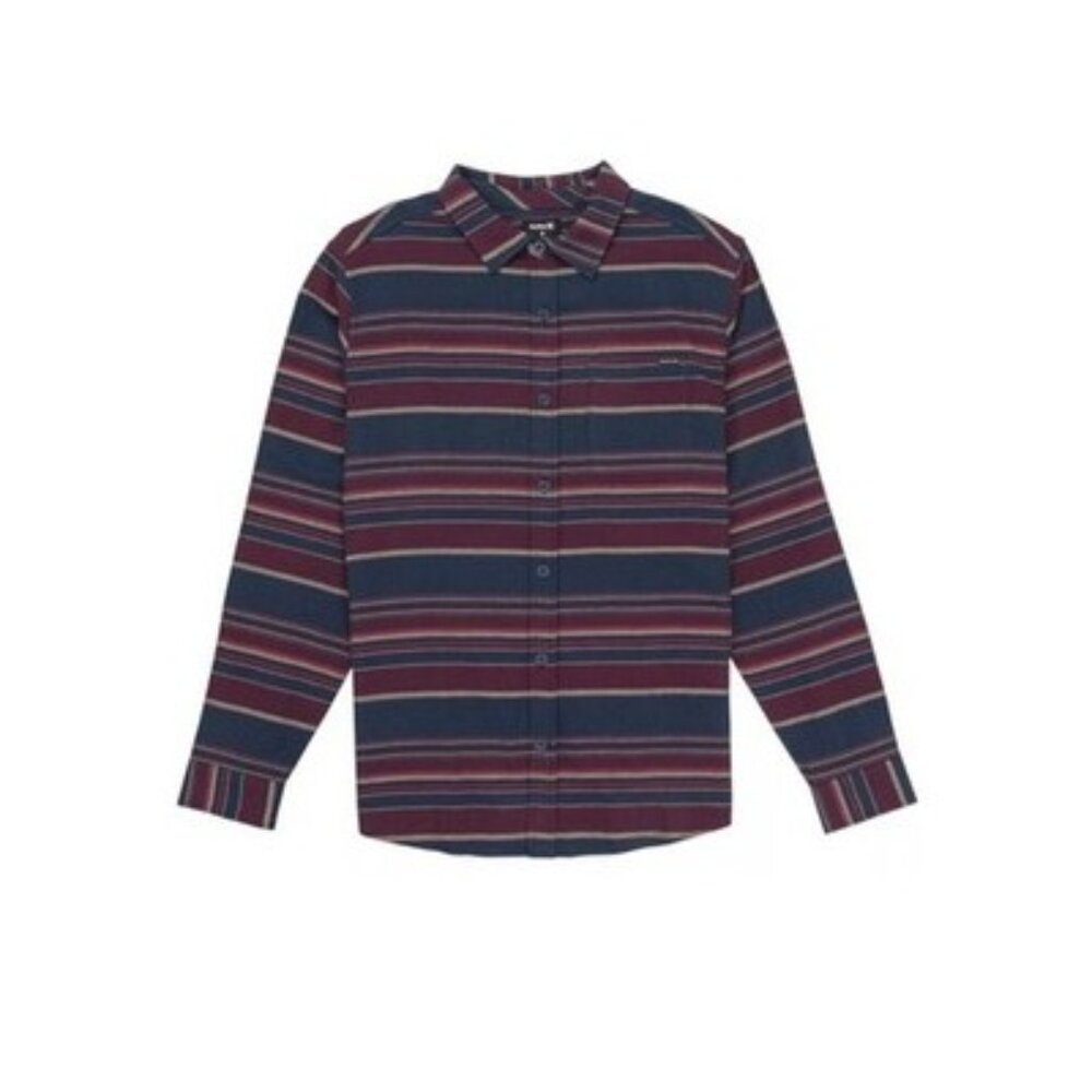 Hurley Men's Portland Organic Flannel Shirt Button Up Casual Stripes Size XL